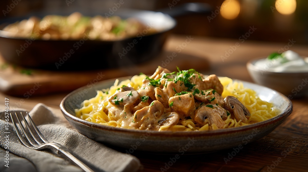 クリーミーなチキンとマッシュルームのパスタ クリーミーなチキンとマッシュルームのパスタ