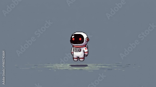 Pixel Art Astronaut Floating in Space with Retro Futuristic Design Ideal for Gaming SciFi a