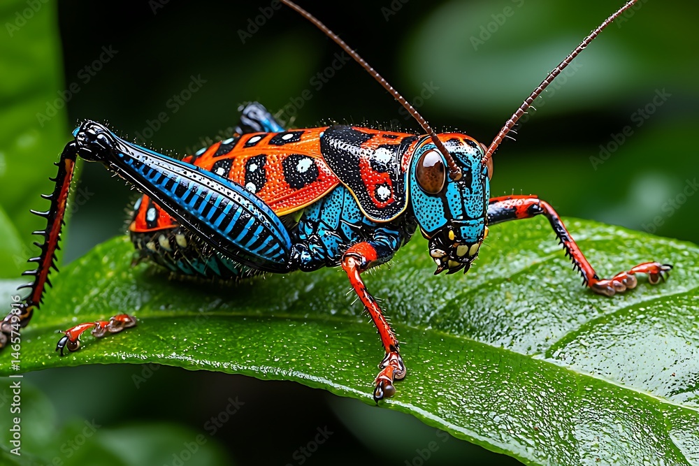 Fototapeta premium Vibrant insect on leaf