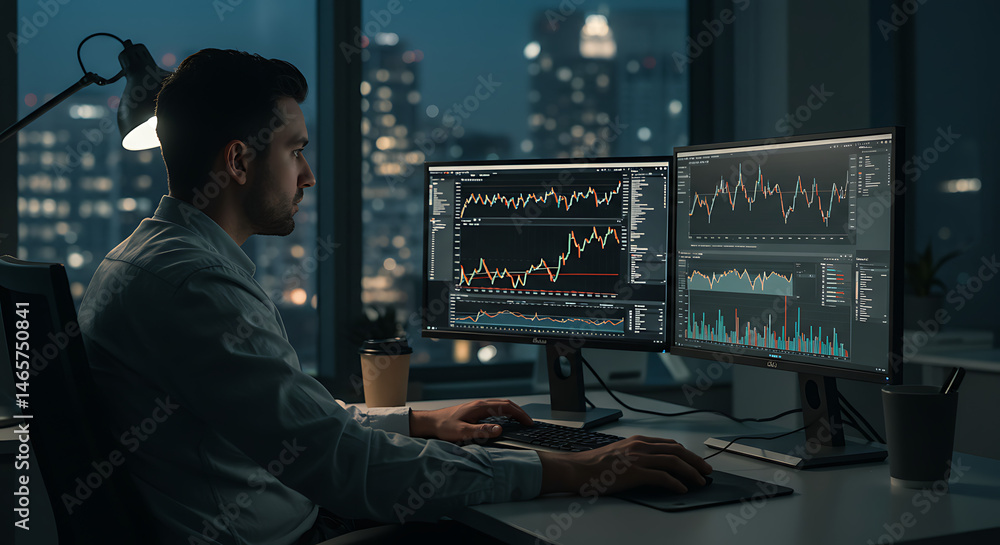 Night Trader Analyzing Stock Market Data Night Trader Analyzing Stock Market Data