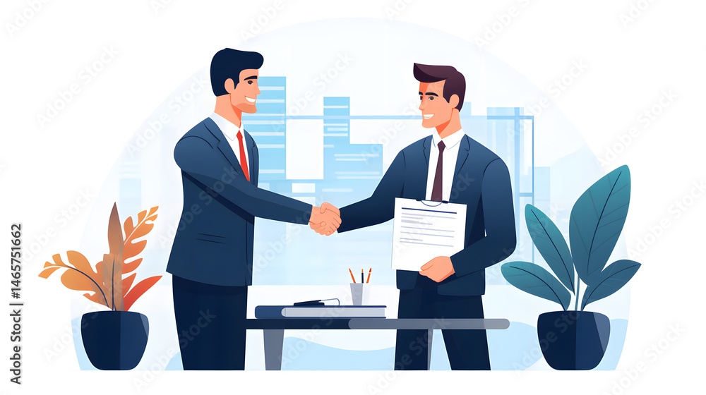 Professional Business Agreement Handshake Flat Vector Illustration for Marketing Materials Professional Business Agreement Handshake Flat Vector Illustration for Marketing Materials