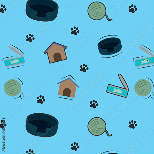 Fish bowls yarn houses mix. Vector