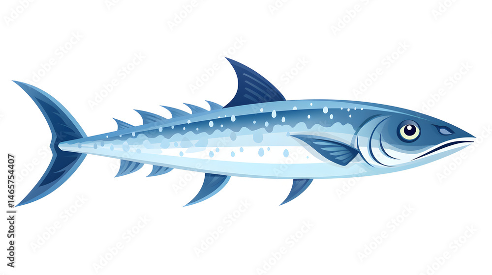 Obraz premium Detailed Flat Vector Illustration of Cero Mackerel Underwater Animal for Digital Designs