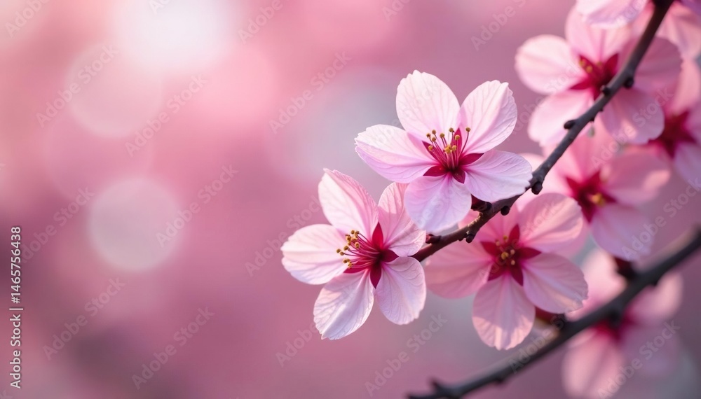 Fototapeta premium Delicate pink sakura blossoms, full bloom, intricate pattern, pretty, illustration