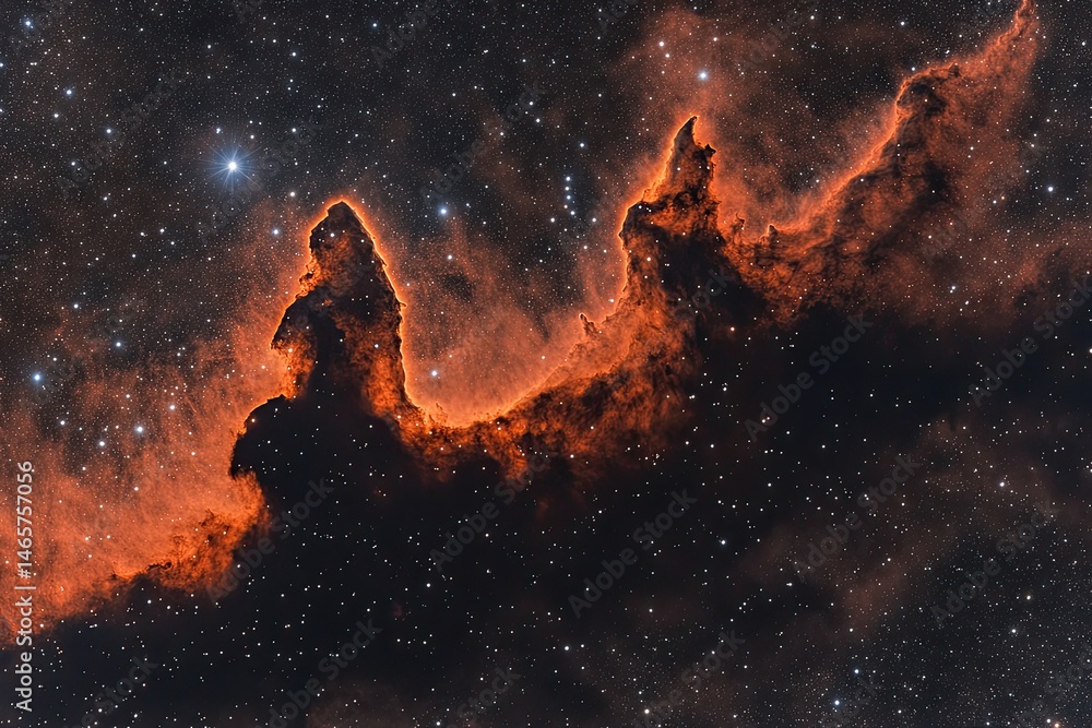 Obraz premium Cosmic clouds, fiery nebula