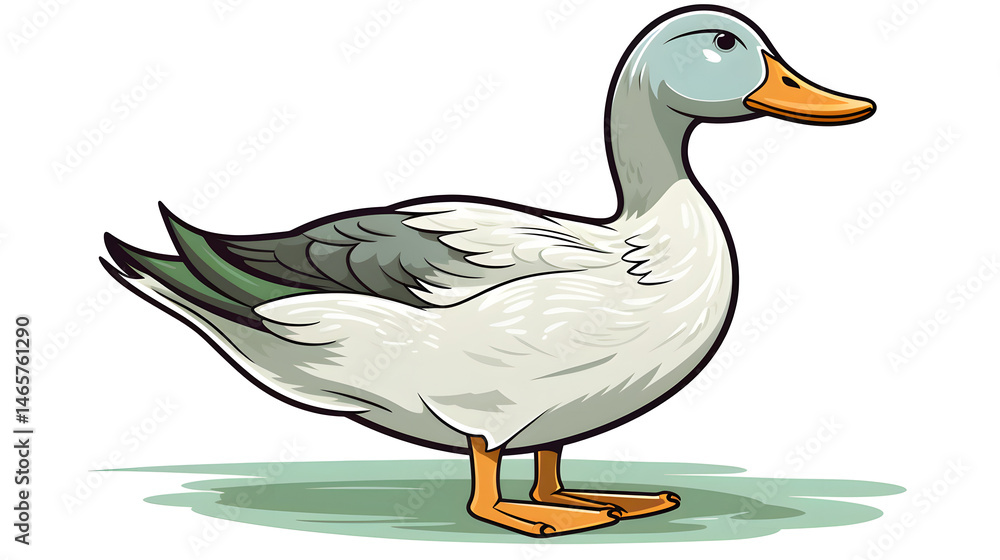 Fototapeta premium Detailed Hand-drawn Doodle Line Art Flat Vector Illustration of a Duck for Professional Projects