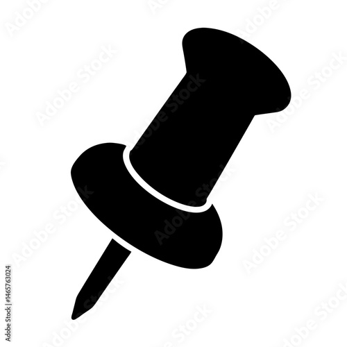 Black and White Pushpin Icon with Sharp Point for Bulletin Boards