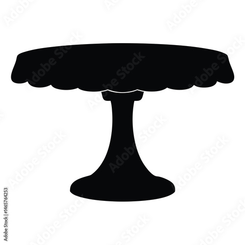 Elegant black silhouette of a cake stand with scalloped edge detailing