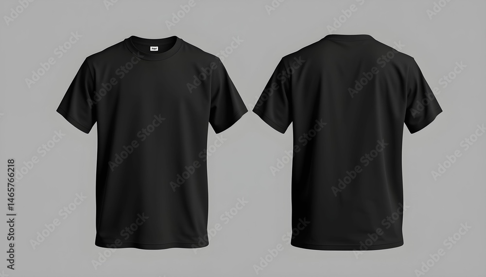 Blank Black T-Shirt Mockup Front and Back Views for Design Presentations Blank Black T-Shirt Mockup Front and Back Views for Design Presentations