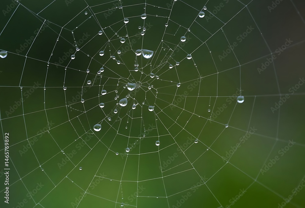 Fototapeta premium spider web with drops of water on it