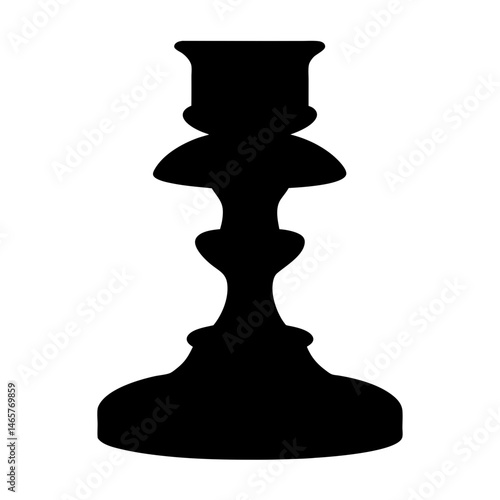 Silhouette of a classic candlestick holder with an ornamental design element