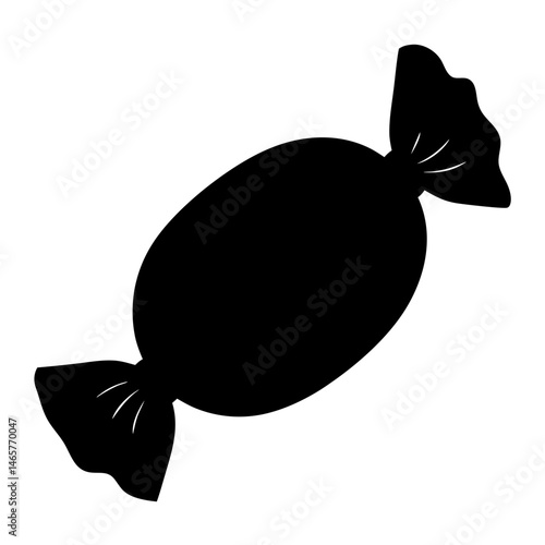 Black silhouette of a wrapped candy illustrating a sweet confection