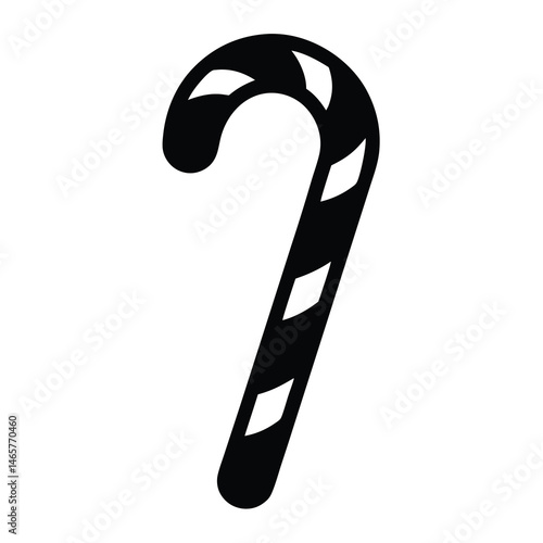 Black and white graphic rendering of a traditional striped candy cane