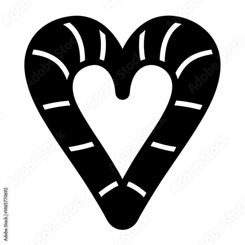 Stylized heart with linear interior segments against a white background.