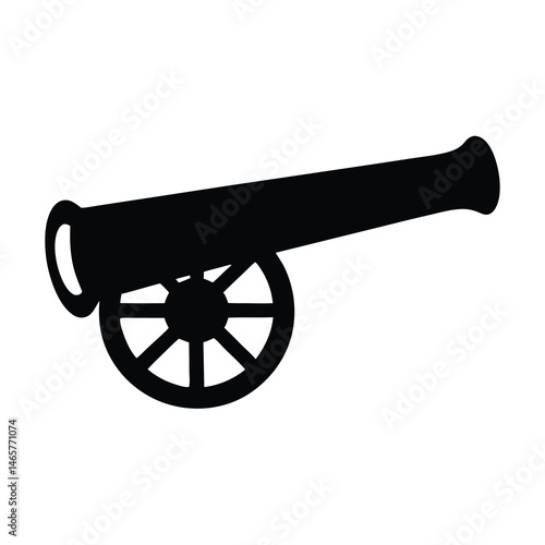Silhouette of a classic cannon, representing historical warfare and artillery