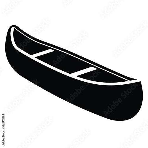 Black silhouette of a canoe used for paddling and watersports