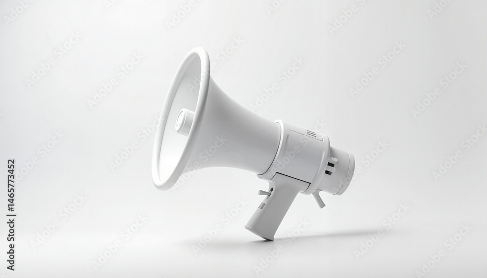 Megaphone and News: White Megaphone on White Background