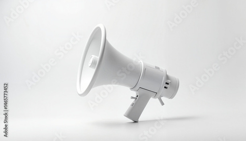 Megaphone and News: White Megaphone on White Background  