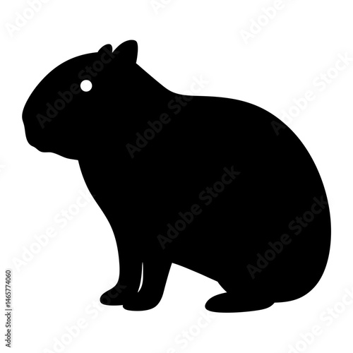 Capybara Silhouette Stands in Stark Contrast, a Mammalian Rodent Illustration