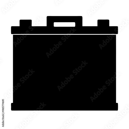 Solid black graphic rendering of an automotive or other vehicle battery