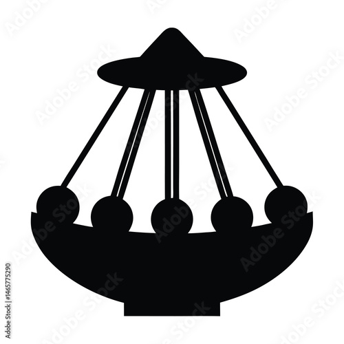 Stylized silhouette illustration of a perpetual motion Newton's cradle device
