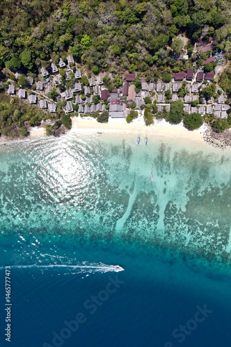 Secluded beach resort with crystal-clear water