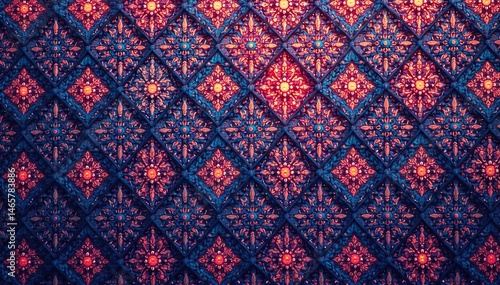 Geometric lace motif, repeating diamond pattern, simple, illustration