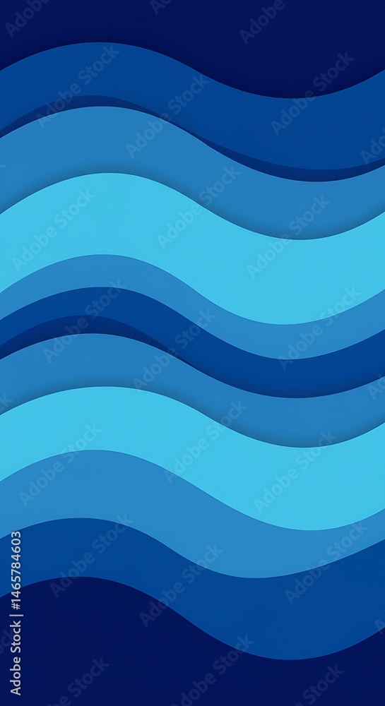 Fototapeta premium Serene Blue Waves: Abstract Papercut Art