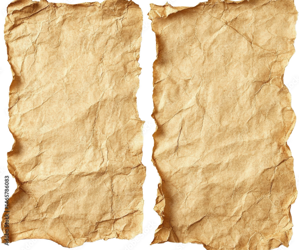 Fototapeta premium Two Antique Crumpled Paper Sheets