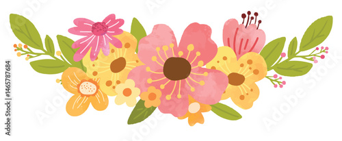 Floral arrangements clipart hand drawn in white background 
