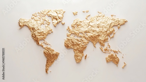 Golden World Map: A Luxurious 3D Render of Global Exploration
