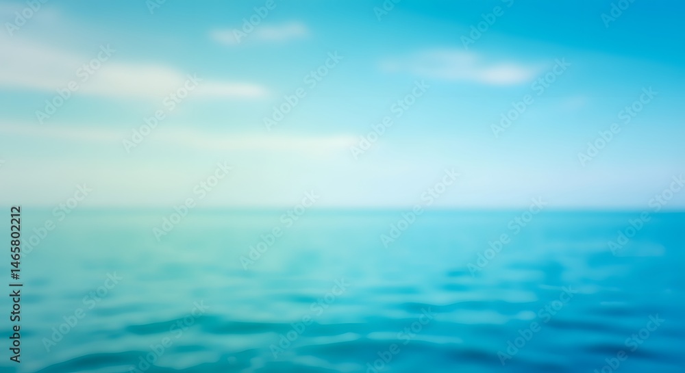 Naklejka premium Ocean Water and Sky Gradient Blurred Background in Teal Blue