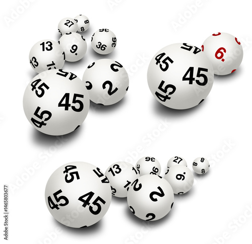 Lottokugeln freigestellt auf weissem Hintertund