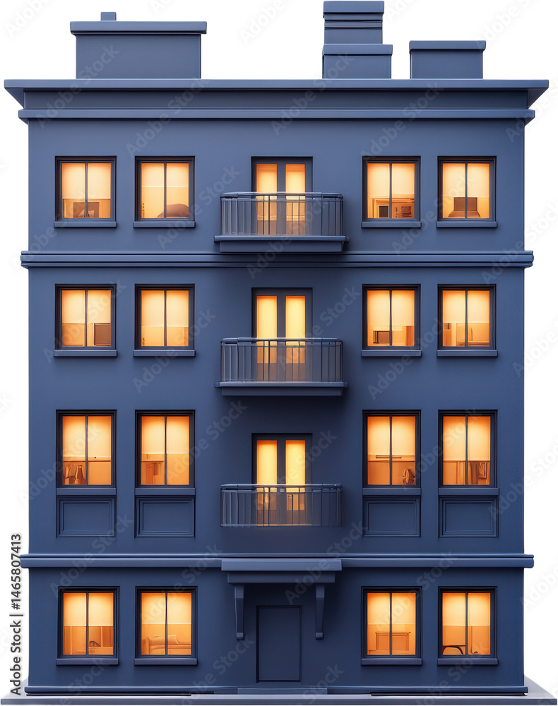 Fototapeta premium Modern Apartment Building at Night