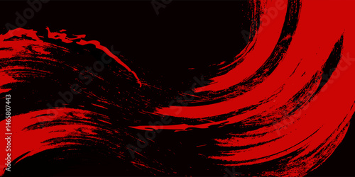 Straight red ink vector lines pack. Bloody color long and round hand-drawn brushstroke text highlights, frames, circles. Asian calligraphy brushstroke set.