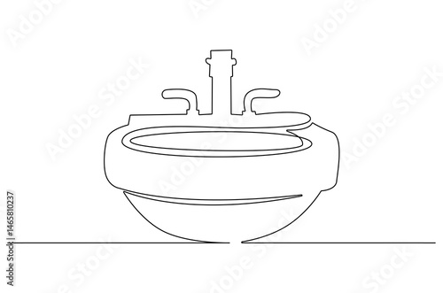 Continuous one line drawing of Sink. Single line drawing illustration of Compartment sink. Washing hand concept vector art. Doodle line illustration.