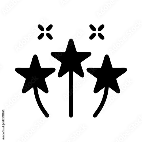 Stylized celebration with star wands and radiant burst designs for festive events