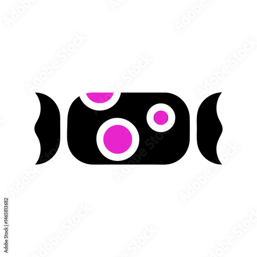 Stylized candy illustration featuring abstract shapes in a minimalist design