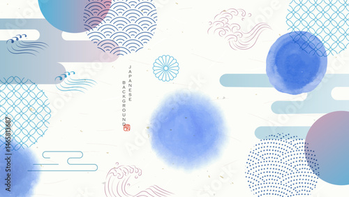クールな和柄と水彩の和風の背景