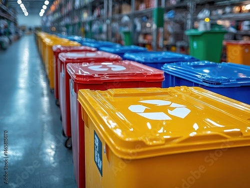 Obraz na płótnie A wideangle view of returns and recycling stations in a logistics center, Reverse Logistics, Organized and sustainable w salonie