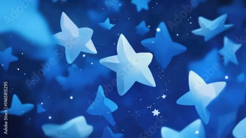 Wallpaper Mural Dreamy blue stars floating in a night sky with soft glow, symbolizing melancholy and hope on blue monday Torontodigital.ca