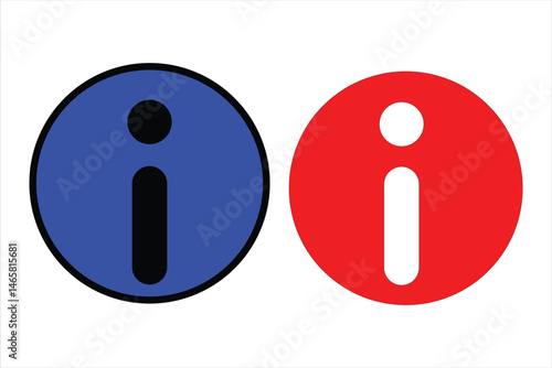 Information vector icons isolated on white background. Black and blue information ico