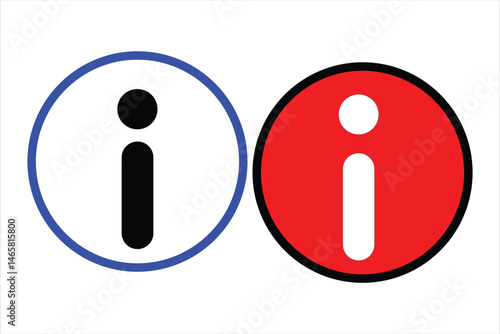 Information vector icons isolated on white background. Black and blue information ico