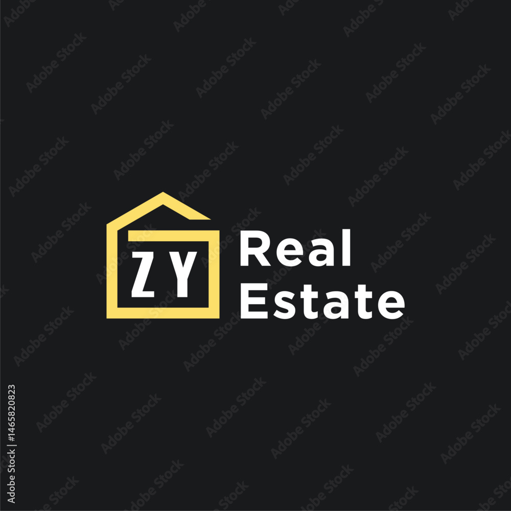ZY initials minimalist creative real estate logo vector ZY initials minimalist creative real estate logo vector