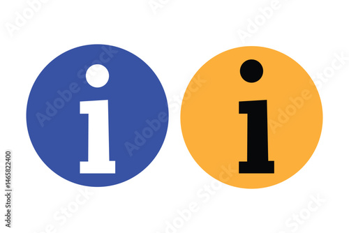 Information vector icons isolated on white background. Black and blue information ico