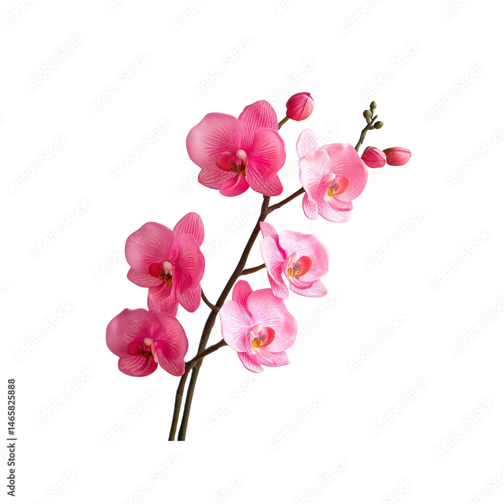 Obraz premium Pink Orchid Branch with Buds - Elegant Floral Arrangement
