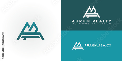 The logo features abstract mountain shapes interconnected by a strong horizontal line. This design subtly incorporates the initials AR, symbolizing visionary real estate and property development value