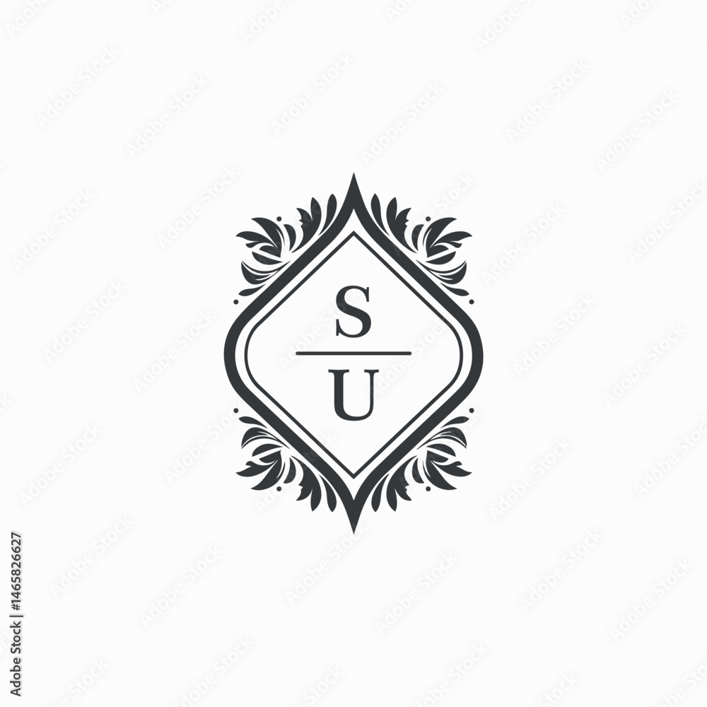 Fototapeta premium SU Initials Wedding Logo Vector Art Icons and Graphics