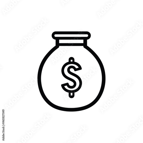 A simple black outline represents money bag with a dollar sign in its center