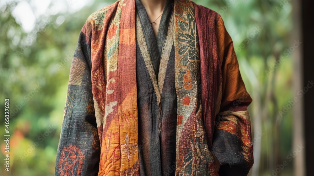 Fototapeta premium Close-up view of a richly patterned robe.